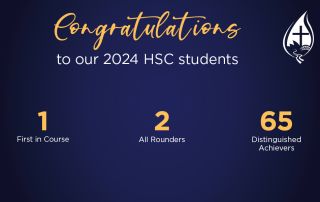 Graphic showing Holy Cross Ryde's 2024 HSC Results